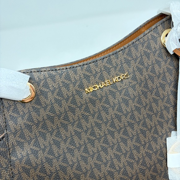 Michael Kors Large Signature Logo Shoulder Bag Brown - New with imperfections - Picture 6 of 10